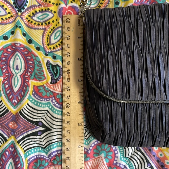 COACH UEC Vintage Blue Clutch or Shoulder Bag Ruched Leather Trim - Picture 15 of 16